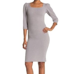Velvet Torch Grey Square Neck Long Sleeved Bodycon Size Large